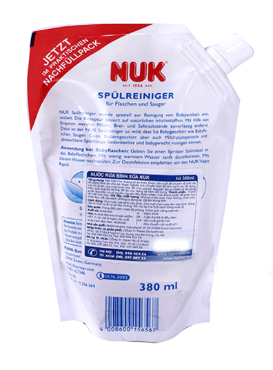 Nước rửa bình sữa Nuk 256264 dạng bịch 380ml 2