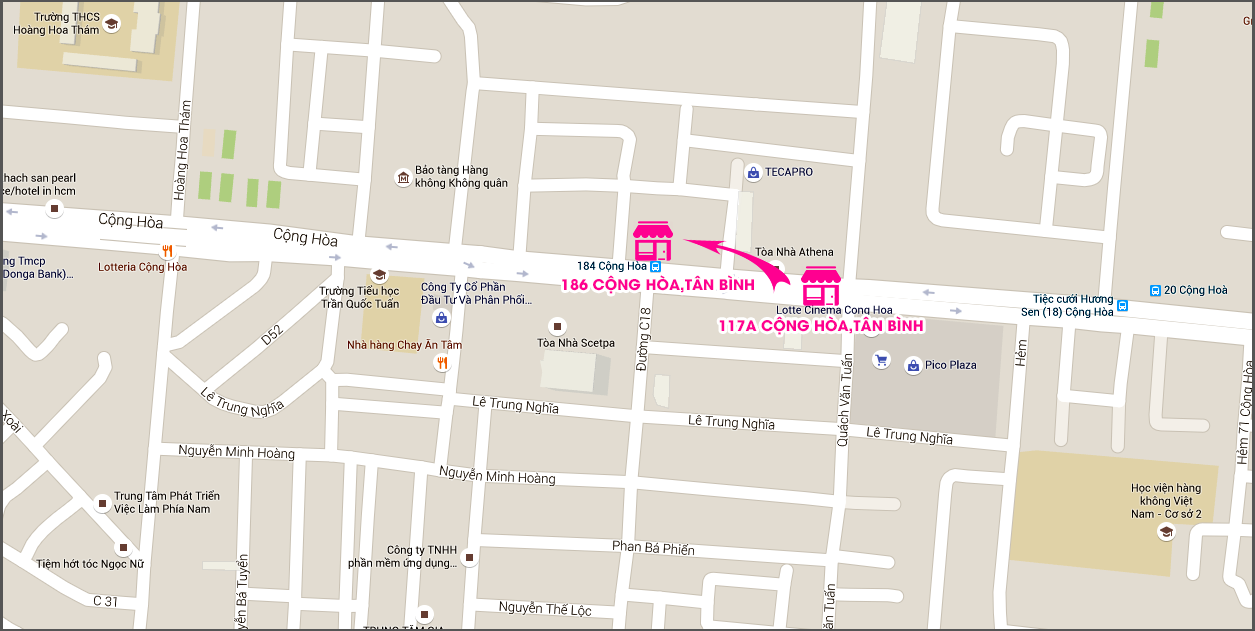 Bản đồ tới cửa hàng Tuticare 186 Cộng Hòa