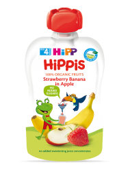 DD 100% trái cây nghiền HiPPiS Organic (Dâu tây, Chuối, Táo)