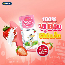 Sữa VPMilk tiệt trùng Grow  vị Dâu 110ml - 100% từ Châu Âu 