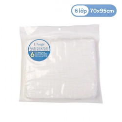 L'Ange - Khăn nhỏ vải bông 6 lớp 70*95 trắng