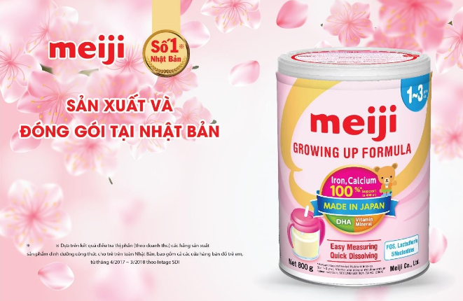 sữa Meiji được sản xuất, đóng gói tại Nhật bản