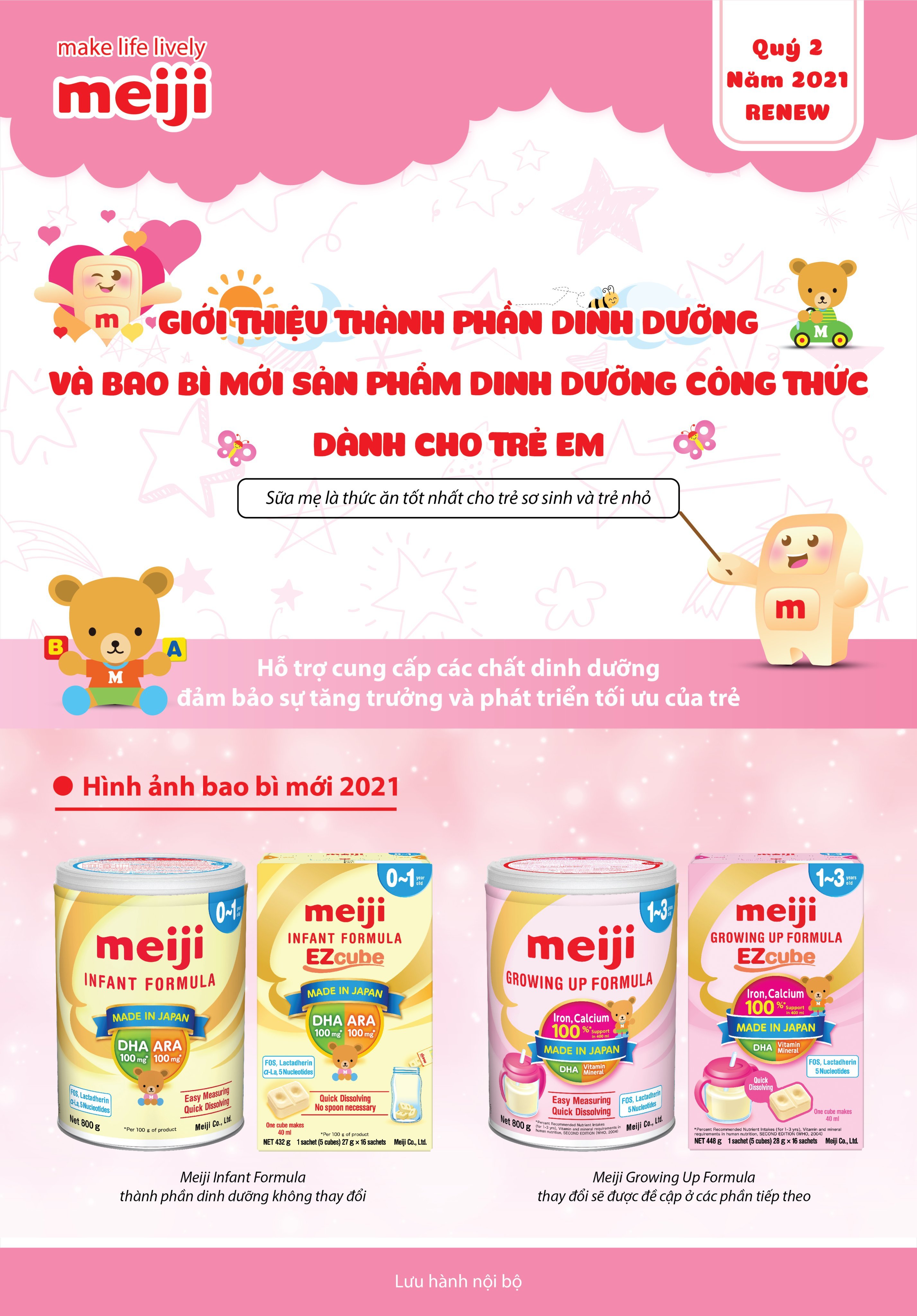 thành phần dinh dưỡng và bao bì mới của sữa Meiji