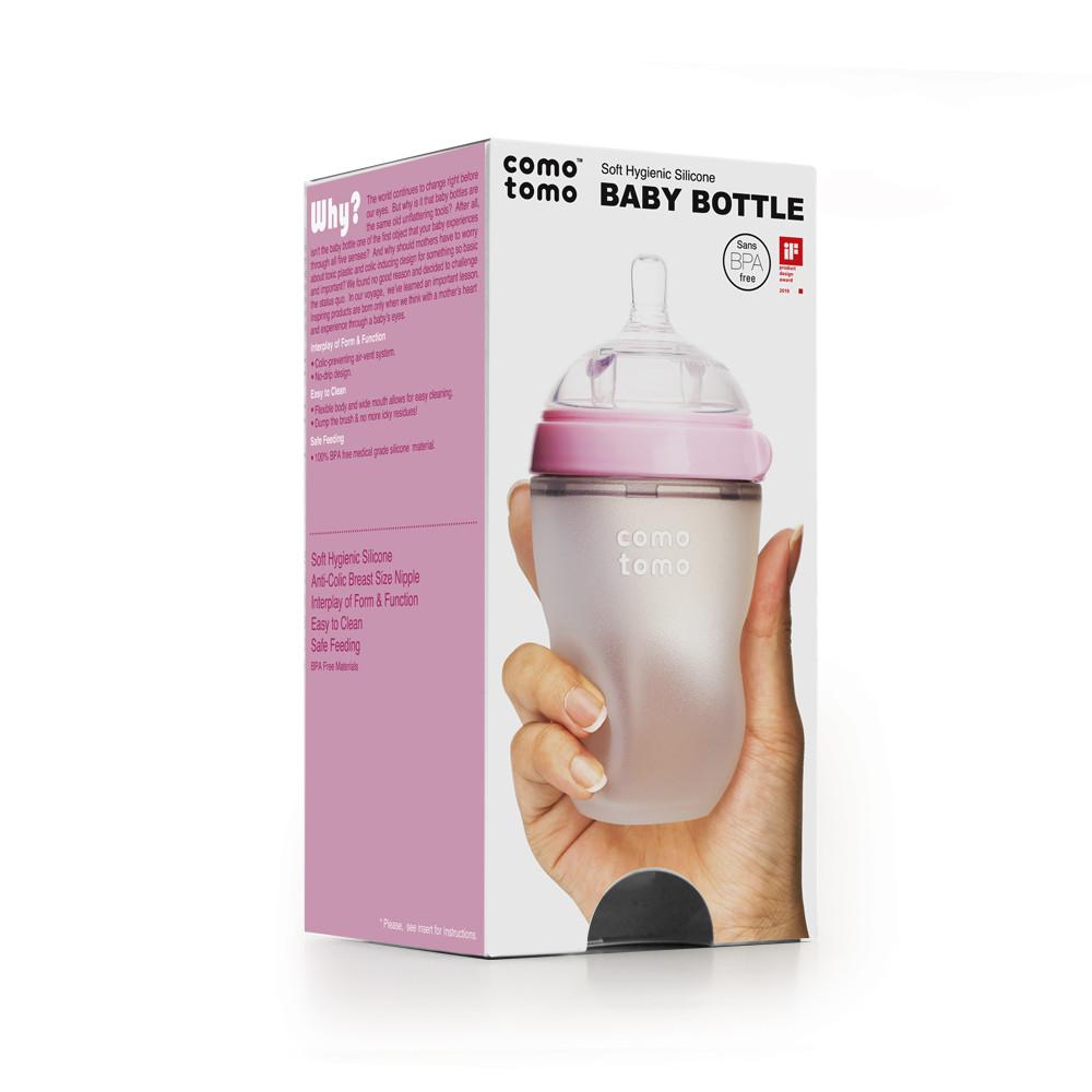 Bình sữa mềm Comotomo hồng Baby Bottle Single 250ml