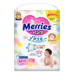 Bỉm quần Merries size M 58 miếng (6-11kg)