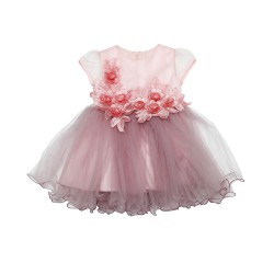Đầm voan công chúa Lubo đính hoa - Màu hồng