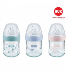 Bình sữa NUK Nature Sense thủy tinh 120ml núm ti Silicone S1 - M