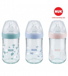 Bình sữa NUK NUK Nature Sense thủy tinh 240ml núm ti Silicone S1 - M