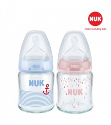 Bình sữa NUK Premium Choice thủy tinh 120ml núm ti Silicone S1 - M