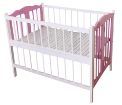 Giường cũi trẻ em màu hồng 2 tầng 2 trong 1 kèm nệm 