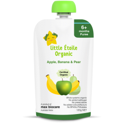 Thực phẩm dinh dưỡng hữu cơ Little Étoile Organic Vị Apple, Banana & Pear