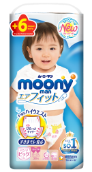 Bỉm quần bé gái Moony Nhật size XL38+6