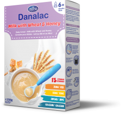 Bột ăn dặm Danalac cho bé vị sữa, lúa mì và mật ong