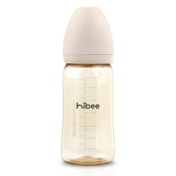 Bình sữa trẻ em Hibee 270ml Màu cát (Set gồm Bình+ Núm M)