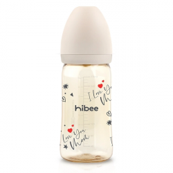 Bình sữa trẻ em Hibee - I Love You Mom 270ml (Set gồm Bình+ Núm M)