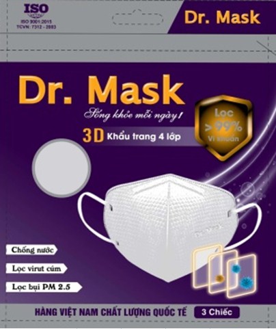Khẩu trang người lớn Dr mask 3D S2 màu trắng (3 chiếc)
