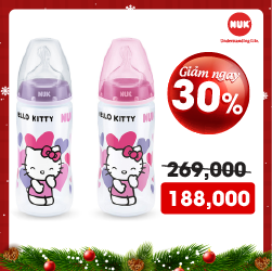 Bình sữa NUK PP Hello Kitty 300ml núm ti Silicone S2 - M